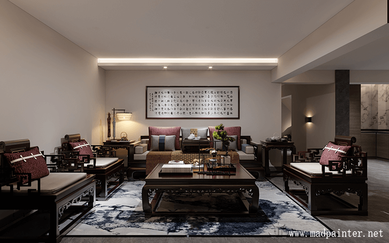Chinese style living room design renderings